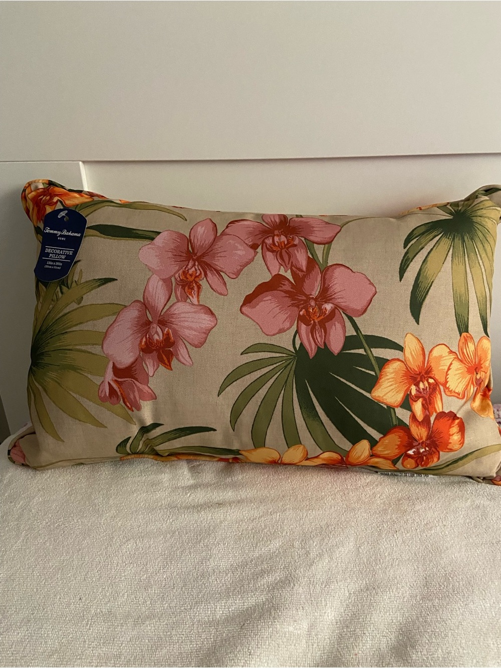 Tommy Bahama Pink and Orange Floral Decorative Pillow